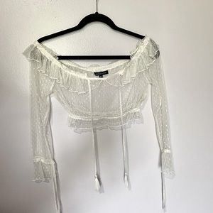 Kendall & Kylie Lace off the Shoulder Crop Top XS